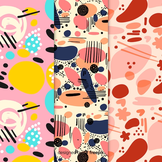 Free vector abstract hand drawn pattern set