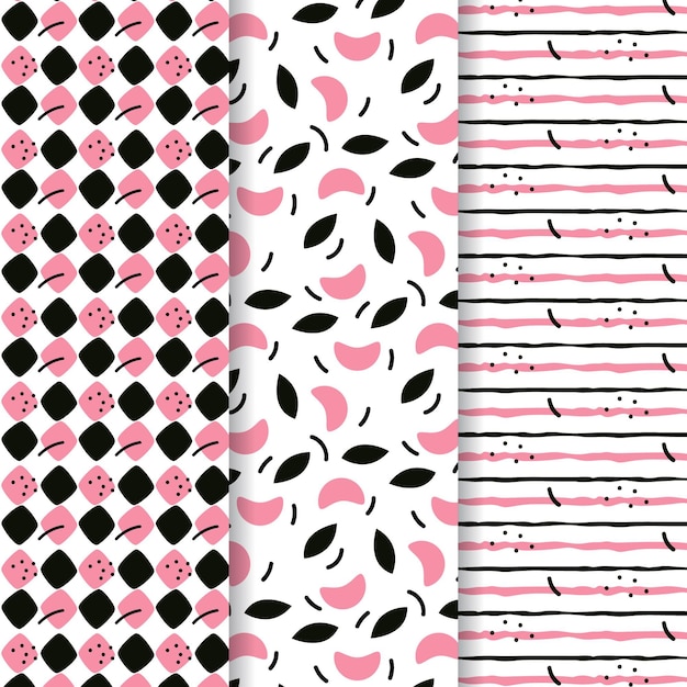 Free vector abstract hand drawn pattern set