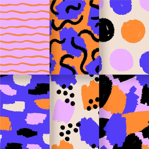 Abstract hand drawn pattern set