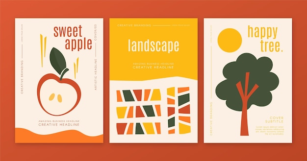 Abstract hand drawn shapes covers set