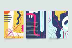 Free vector abstract hand drawn shapes covers set