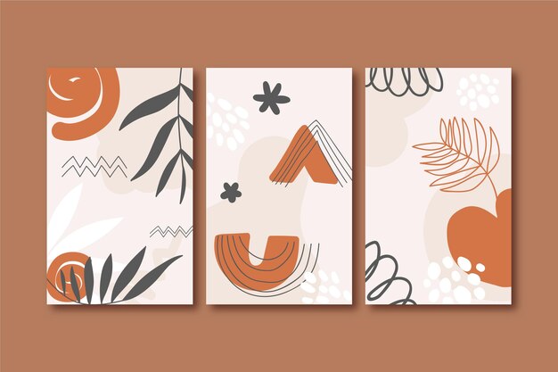 Abstract hand drawn shapes covers