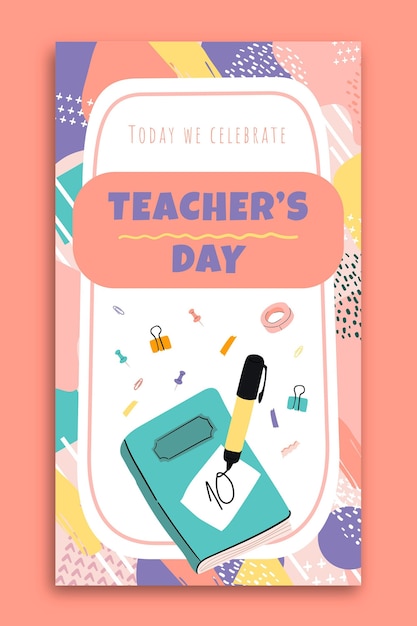 Абстрактная рисованная история дня учителя в instagram