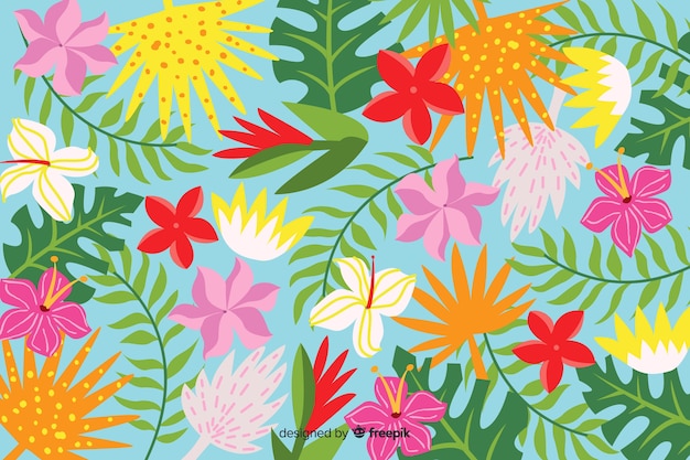 Free vector abstract hand drawn tropical background