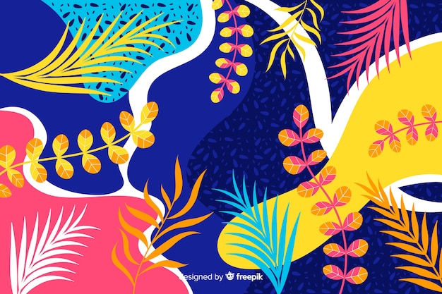 Free vector abstract hand drawn tropical background