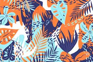 Free vector abstract hand drawn tropical background