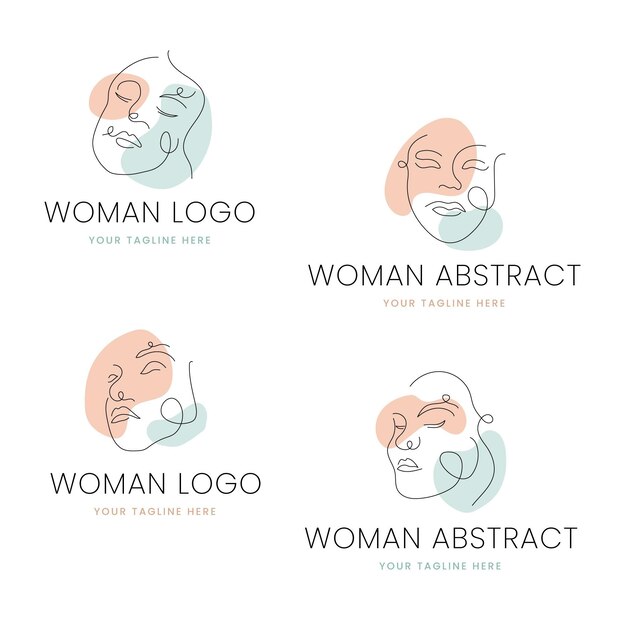 Abstract hand-drawn woman logo template collection