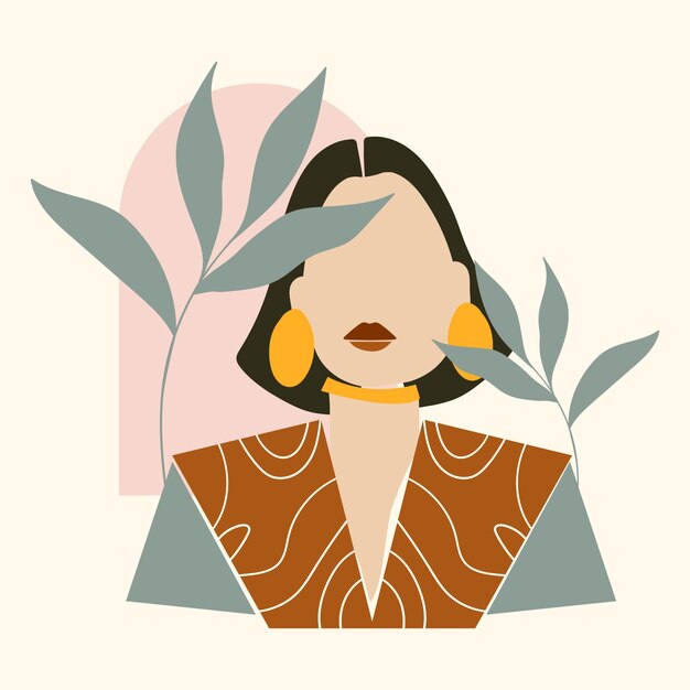 Abstract hand drawn woman portrait illustrated