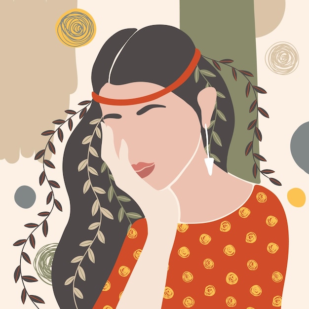 Free vector abstract hand drawn woman portrait