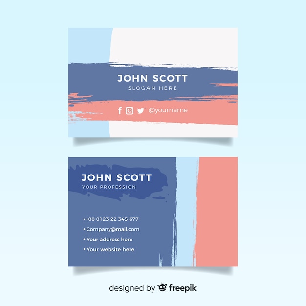 Abstract hand painted business card template