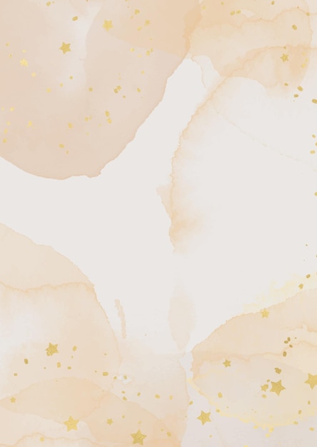 Free vector abstract hand painted watercolour background with glittery gold stars