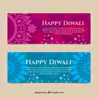 Free vector abstract happy diwali banners