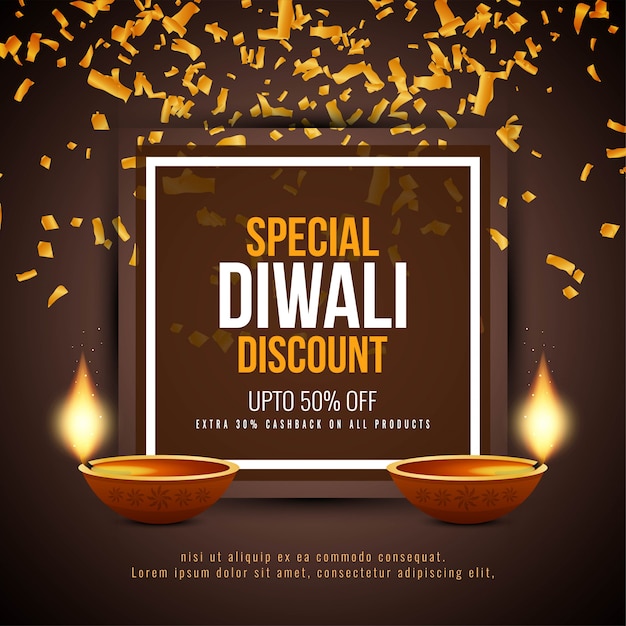 Free vector abstract happy diwali discount offer background
