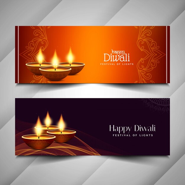 Абстрактные happy diwali религиозные баннеры дизайн