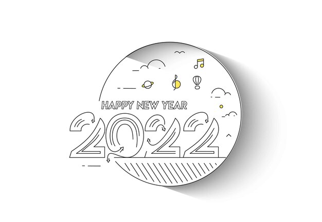 抽象的な新年あけましておめでとうございます2022テキストカラフルなテンプレートグリーティングカードバナー、ベクトルイラスト。