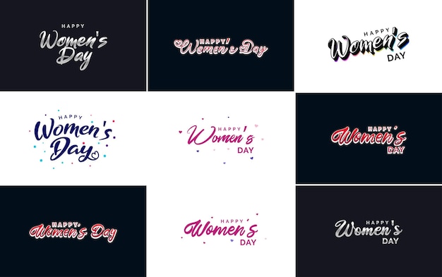 Abstract happy women's day logo with a love vector design in pink red and black colors