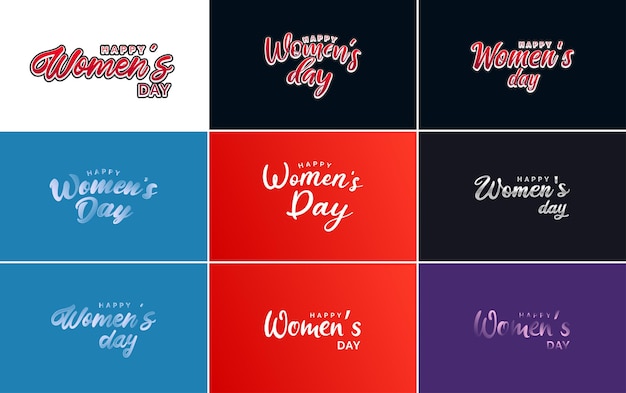 Abstract Happy Women's Day logo with a love vector design in pink red and black colors