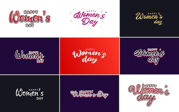 Logo astratto happy women's day con un disegno vettoriale d'amore nei colori rosa rosso e nero