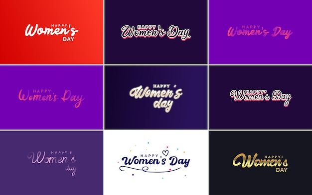 Free vector abstract happy women's day logo with a women's face and love vector design in pink and black colors