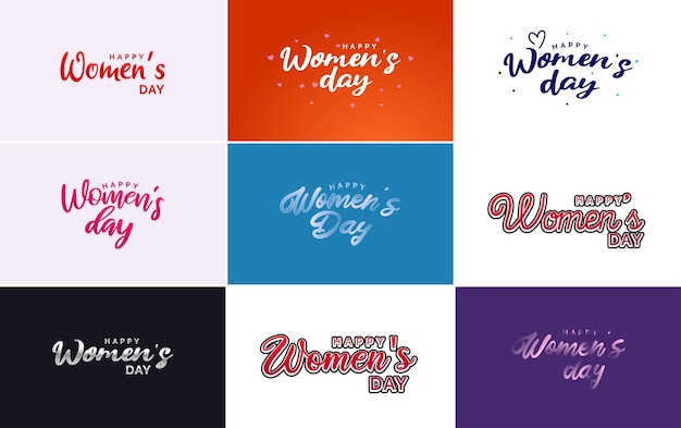 Free vector abstract happy women's day logo with a women's face and love vector design in pink and black colors