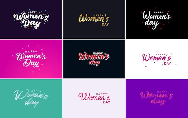 Abstract Happy Women's Day logo with a women's face and love vector logo design in pink and black colors