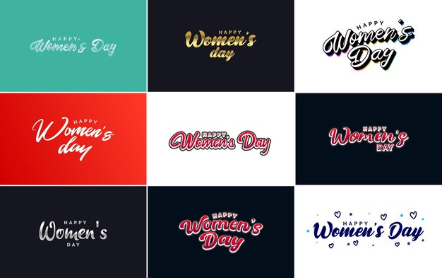 Abstract Happy Women's Day logo with a women's face and love vector logo design in pink and black colors