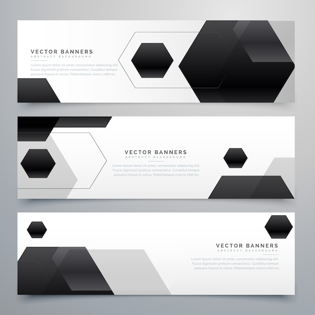 Free vector abstract hexagonal black header banners background