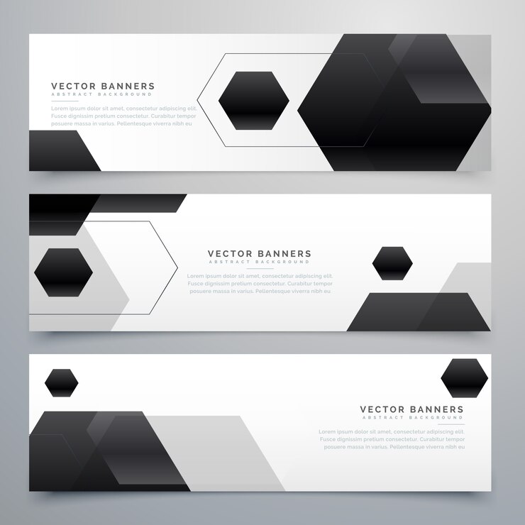 Free Vector abstract hexagonal black header banners background