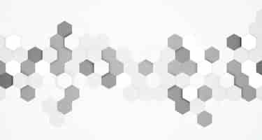 Free vector abstract hexagonal black and white 3d background