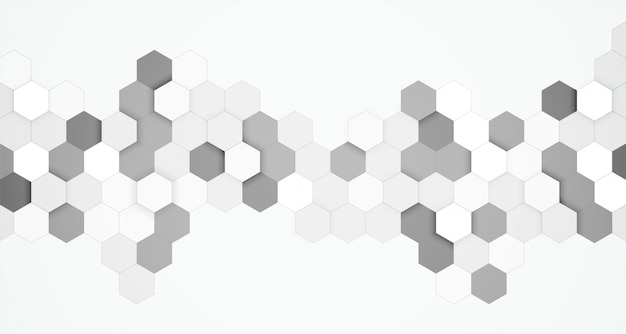 Abstract hexagonal black and white 3d background
