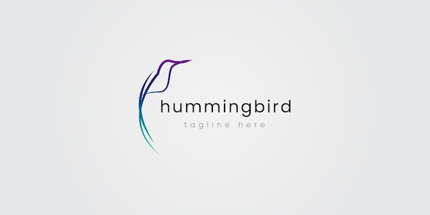 Abstract humming bird line art logo gradation colour