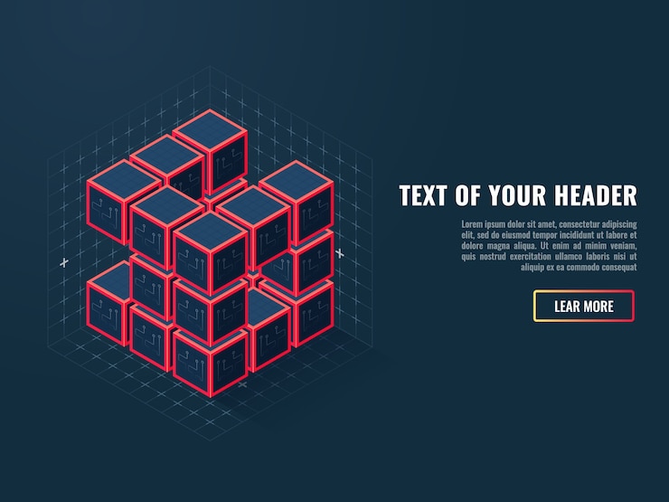 Free Vector abstract icon of digital cubes, concept of compilation of a software product