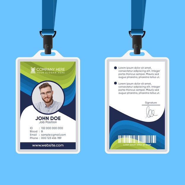 Free vector abstract id card on blue background