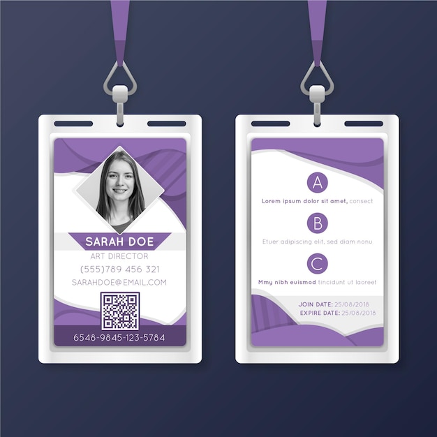 Free vector abstract id cards template with photo