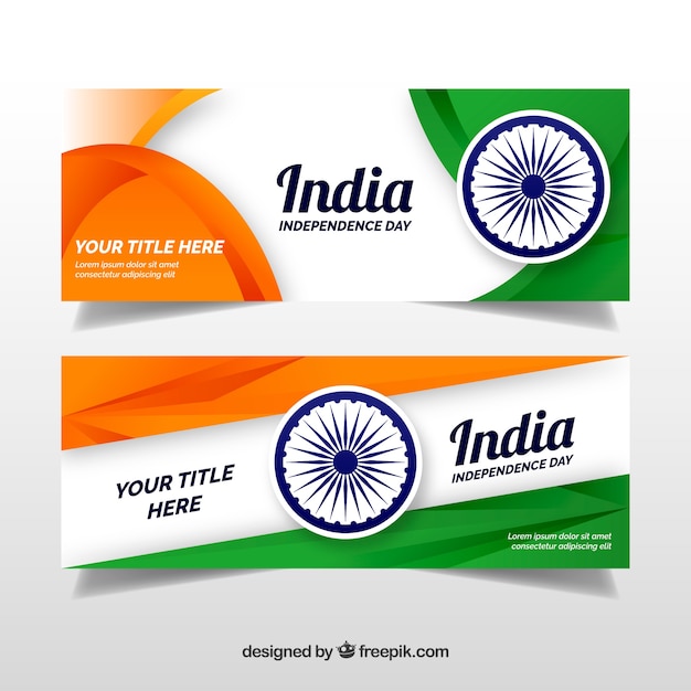 Free vector abstract india independence day banners