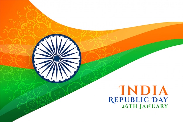 Abstract indian republic day wavy flag design