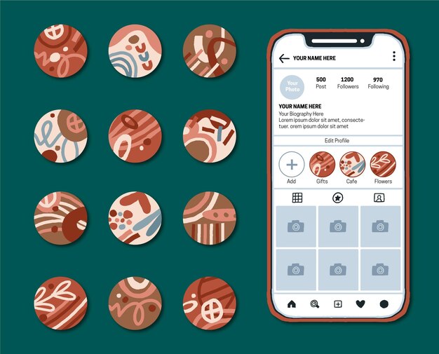 Abstract instagram highlights collection
