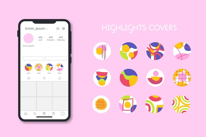 Abstract instagram highlights collection