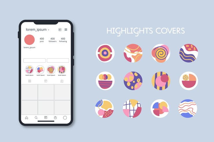 Free Vector abstract instagram highlights collection