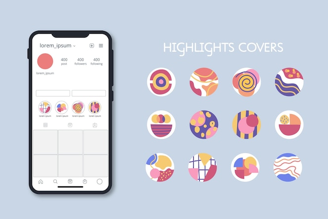 Abstract instagram highlights collection
