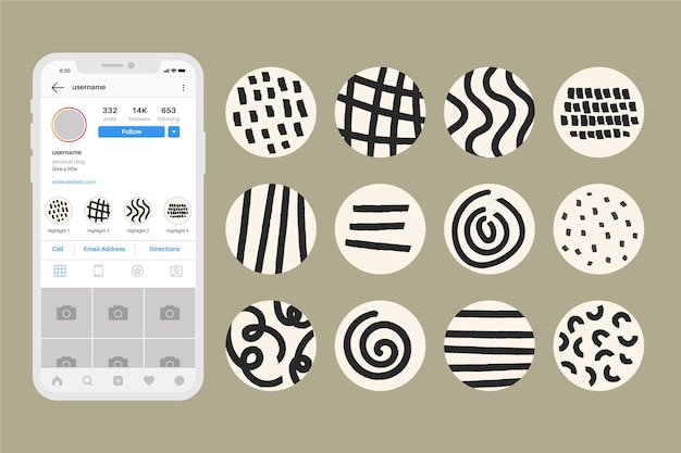 Free vector abstract instagram highlights set