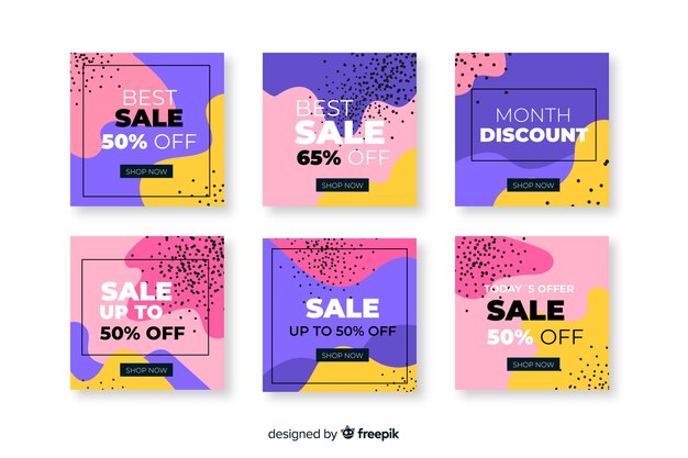 Abstract instagram post banners collection