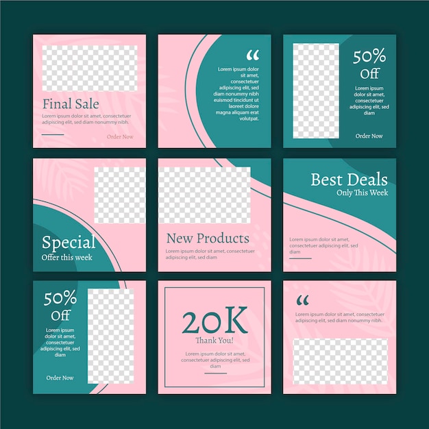 Free vector abstract instagram puzzle feed templates