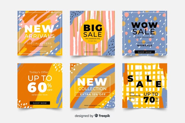 Free vector abstract instagram sale post collection