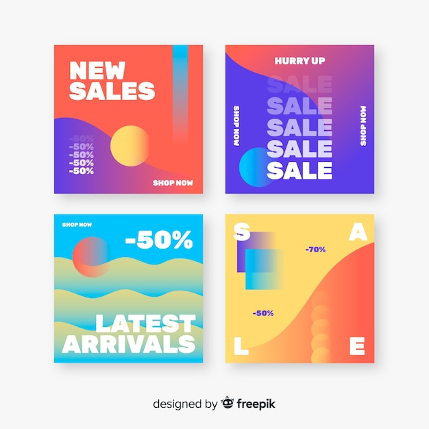 Free vector abstract instagram sale post collection