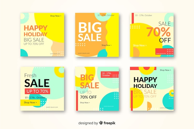 Free vector abstract instagram sale post collection