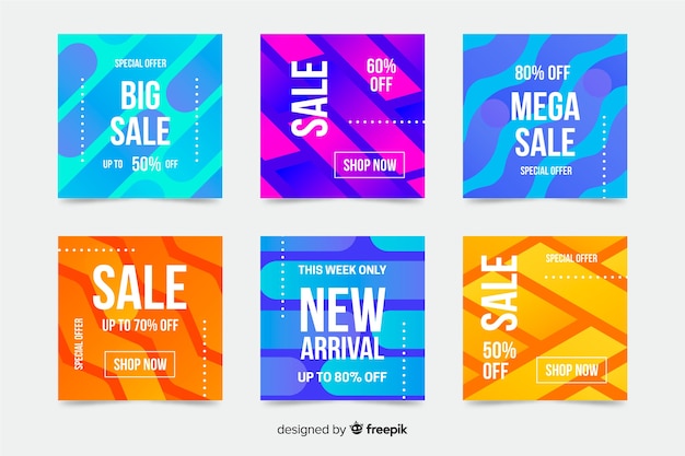 Free vector abstract instagram sale post collection