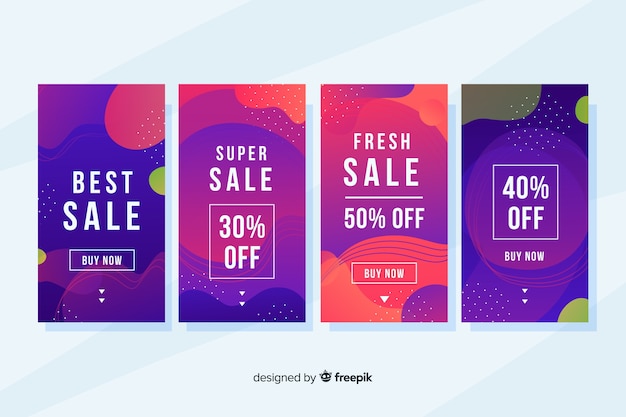 Free vector abstract instagram sale story collection