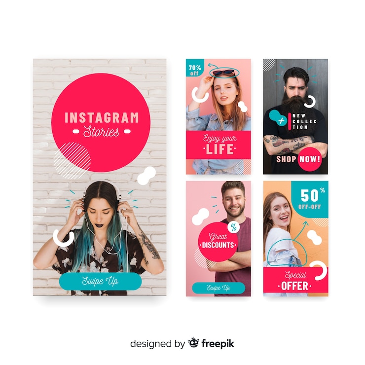 Бесплатный Вектор шаблон рассказов абстрактный instagram