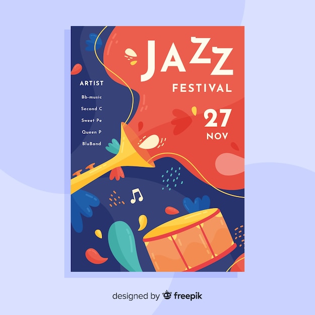 Abstract jazz music poster template